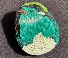 broche oiseau chenille turquoise