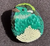 broche oiseau chenille turquoise