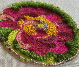 pivoine soie et perles